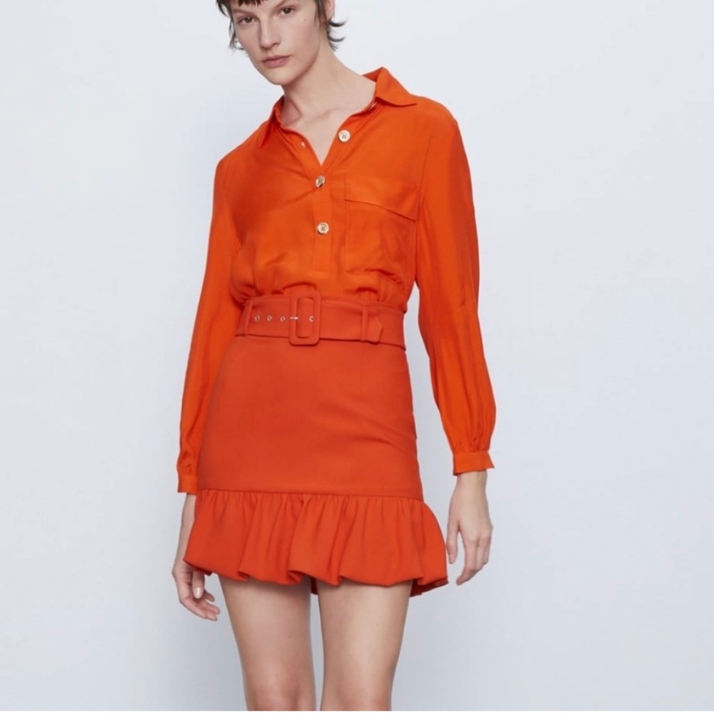 Zara Belted Trumpet Skirt